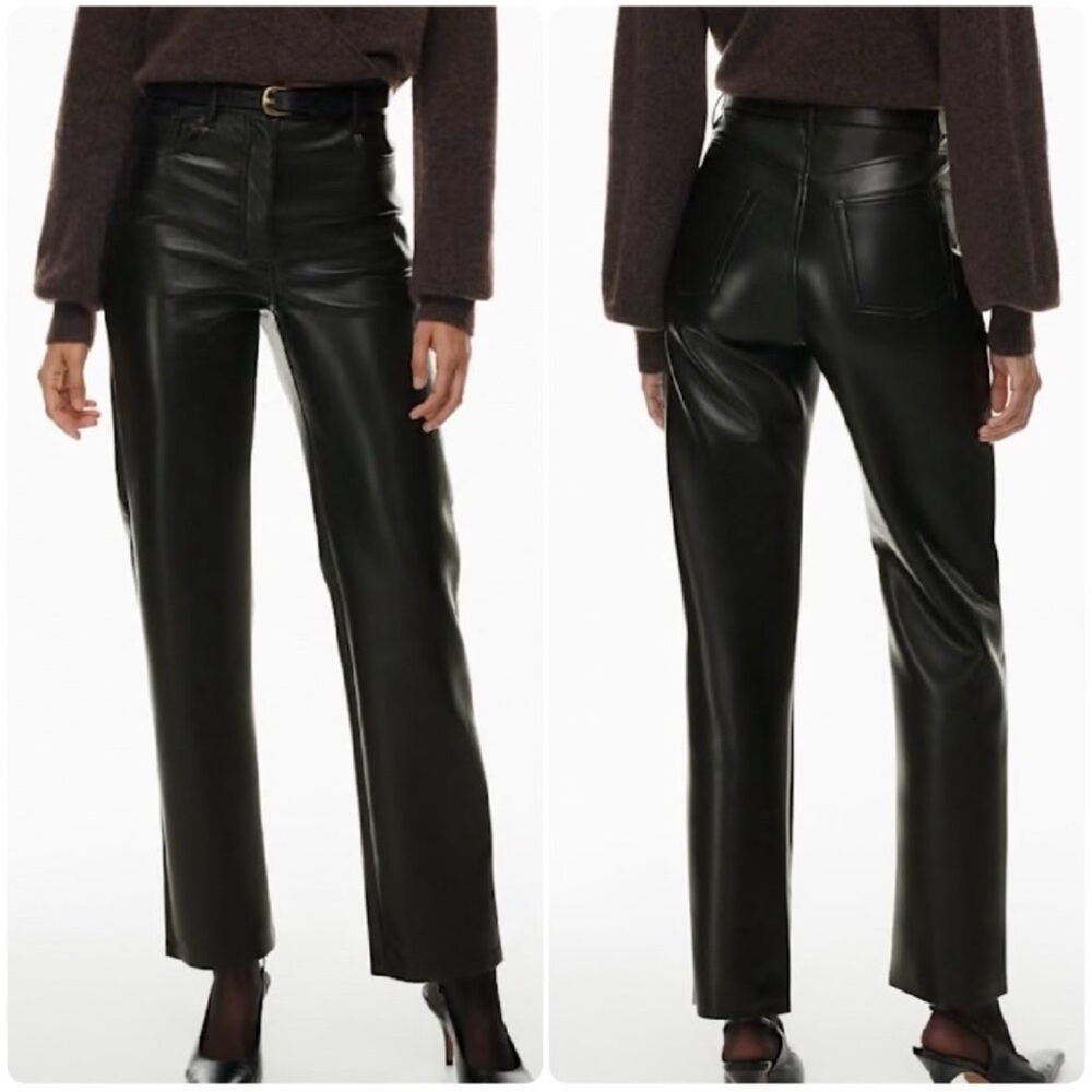 Wilfred Aritzia 'The Melina Pant' Black Vegan Leather High Rise Trousers sz 6